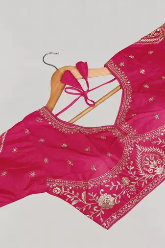 Designer fancy vichitra silk embroidered stitched blouse