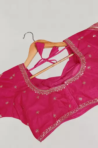 Designer fancy vichitra silk embroidered stitched blouse