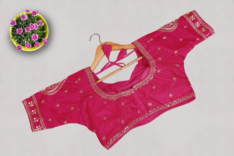 Designer fancy vichitra silk embroidered stitched blouse