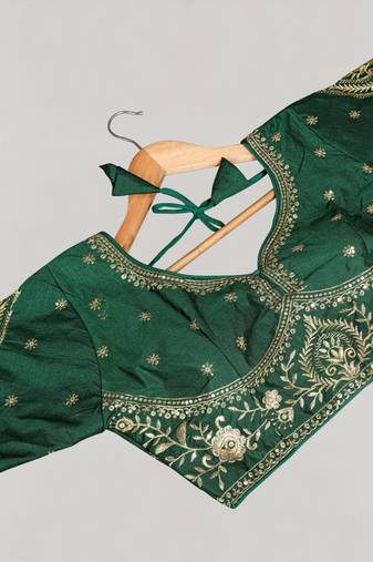 Designer fancy vichitra silk embroidered stitched blouse