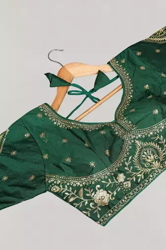 Designer fancy vichitra silk embroidered stitched blouse