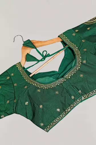 Designer fancy vichitra silk embroidered stitched blouse