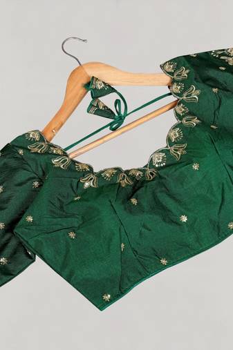 Designer fancy vichitra silk embroidered stitched blouse