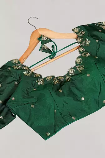 Designer fancy vichitra silk embroidered stitched blouse