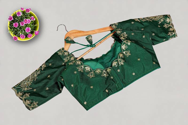 Designer fancy vichitra silk embroidered stitched blouse