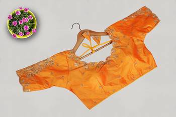 Designer fancy vichitra silk embroidered stitched blouse 1