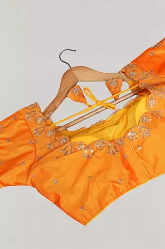 Designer fancy vichitra silk embroidered stitched blouse