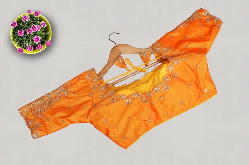 Designer fancy vichitra silk embroidered stitched blouse