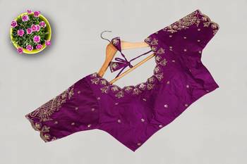 Designer fancy vichitra silk embroidered stitched blouse 1