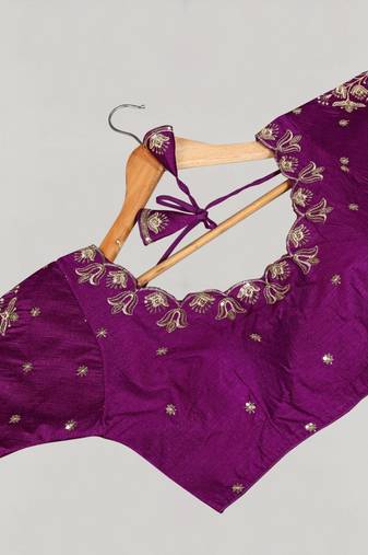 Designer fancy vichitra silk embroidered stitched blouse