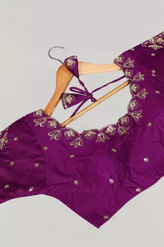 Designer fancy vichitra silk embroidered stitched blouse