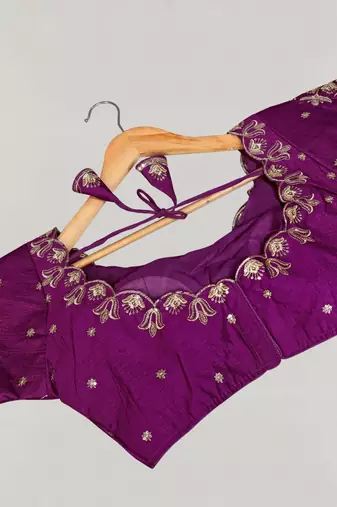 Designer fancy vichitra silk embroidered stitched blouse