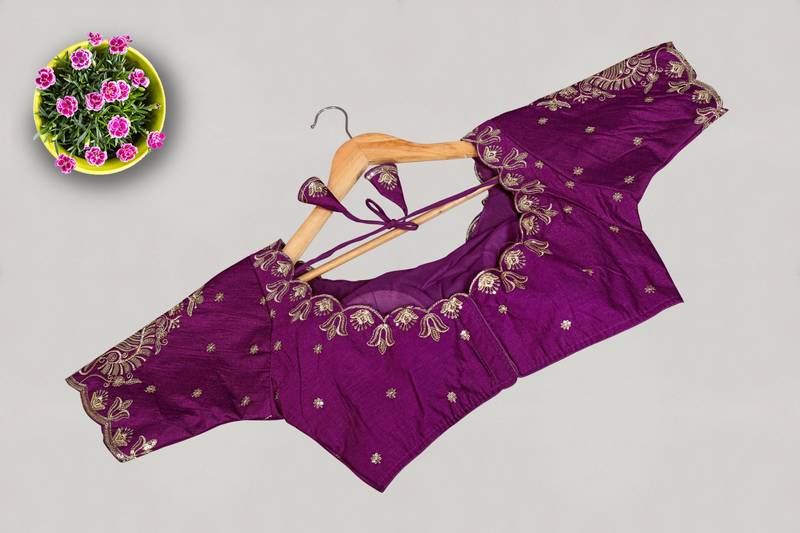 Designer fancy vichitra silk embroidered stitched blouse