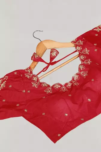 Designer fancy vichitra silk embroidered stitched blouse