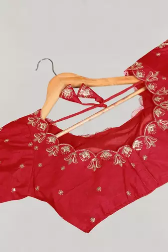 Designer fancy vichitra silk embroidered stitched blouse