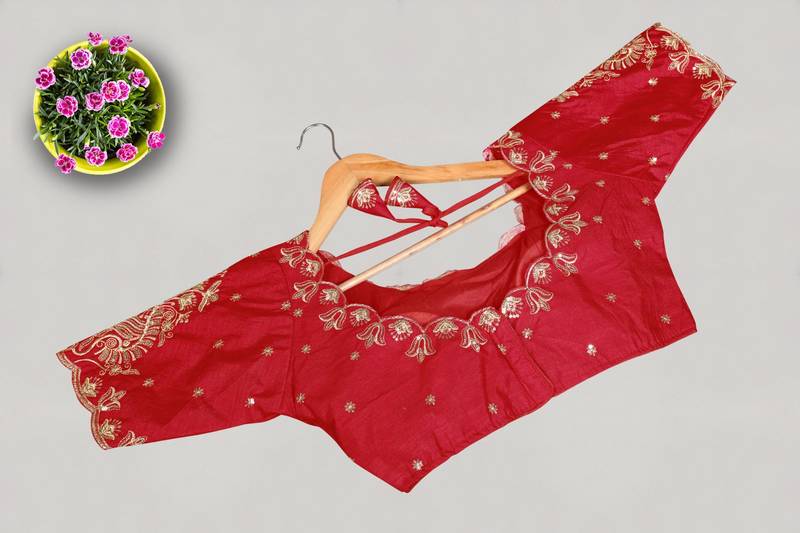 Designer fancy vichitra silk embroidered stitched blouse