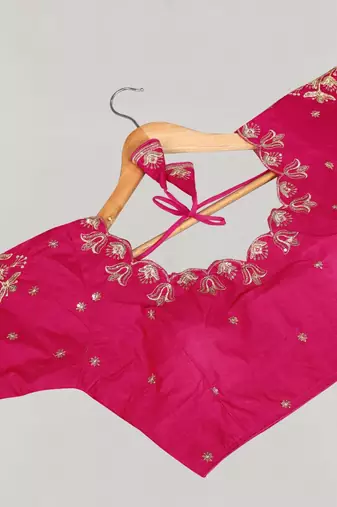 Designer fancy vichitra silk embroidered stitched blouse