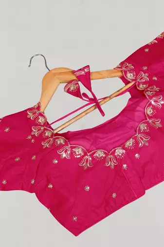 Designer fancy vichitra silk embroidered stitched blouse
