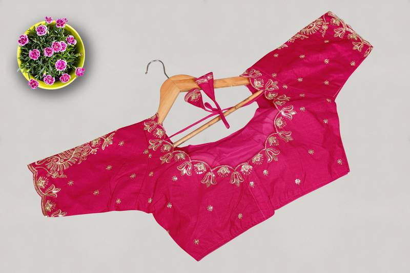 Designer fancy vichitra silk embroidered stitched blouse