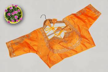 Designer fancy vichitra silk embroidered stitched blouse 1