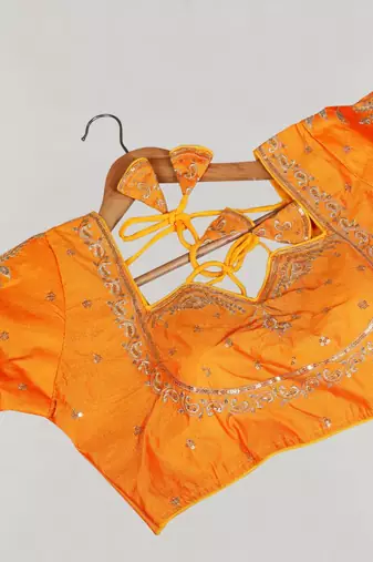 Designer fancy vichitra silk embroidered stitched blouse