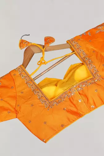 Designer fancy vichitra silk embroidered stitched blouse