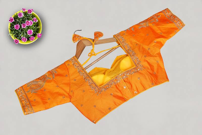 Designer fancy vichitra silk embroidered stitched blouse