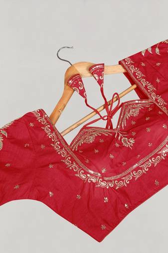 Designer fancy vichitra silk embroidered stitched blouse