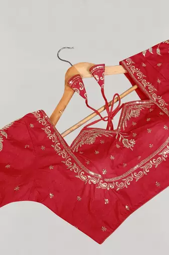 Designer fancy vichitra silk embroidered stitched blouse
