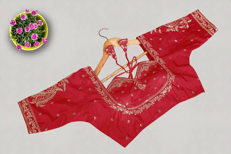 Designer fancy vichitra silk embroidered stitched blouse