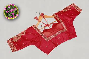 Designer fancy vichitra silk embroidered stitched blouse 2