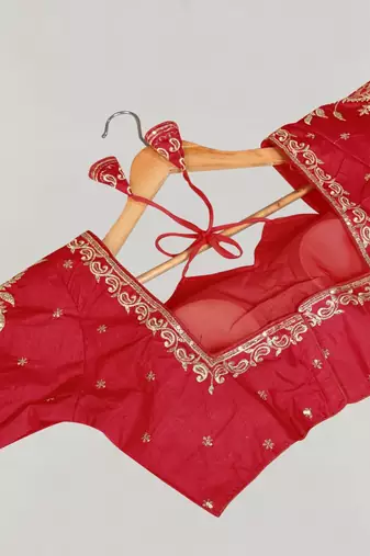 Designer fancy vichitra silk embroidered stitched blouse