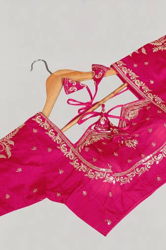 Designer fancy vichitra silk embroidered stitched blouse