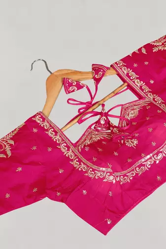 Designer fancy vichitra silk embroidered stitched blouse