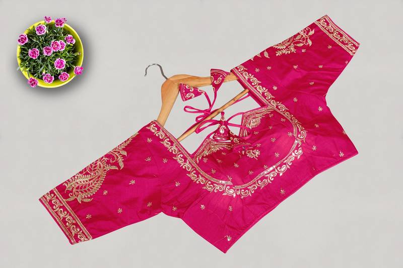 Designer fancy vichitra silk embroidered stitched blouse