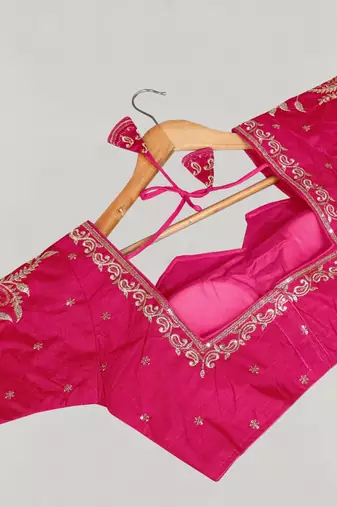 Designer fancy vichitra silk embroidered stitched blouse
