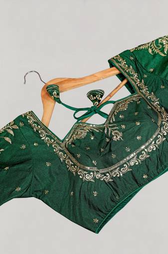Designer fancy vichitra silk embroidered stitched blouse