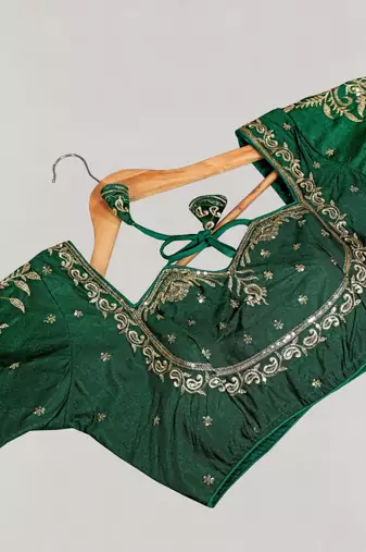 Designer fancy vichitra silk embroidered stitched blouse