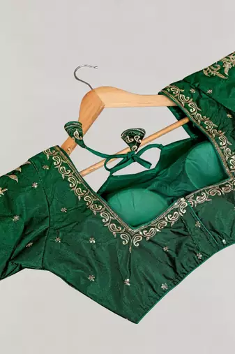 Designer fancy vichitra silk embroidered stitched blouse