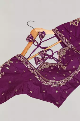 Designer fancy vichitra silk embroidered stitched blouse
