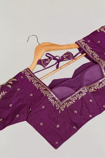 Designer fancy vichitra silk embroidered stitched blouse