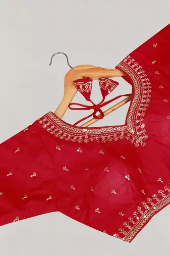 Designer fancy vichitra silk embroidered stitched blouse