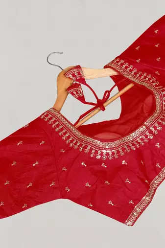 Designer fancy vichitra silk embroidered stitched blouse