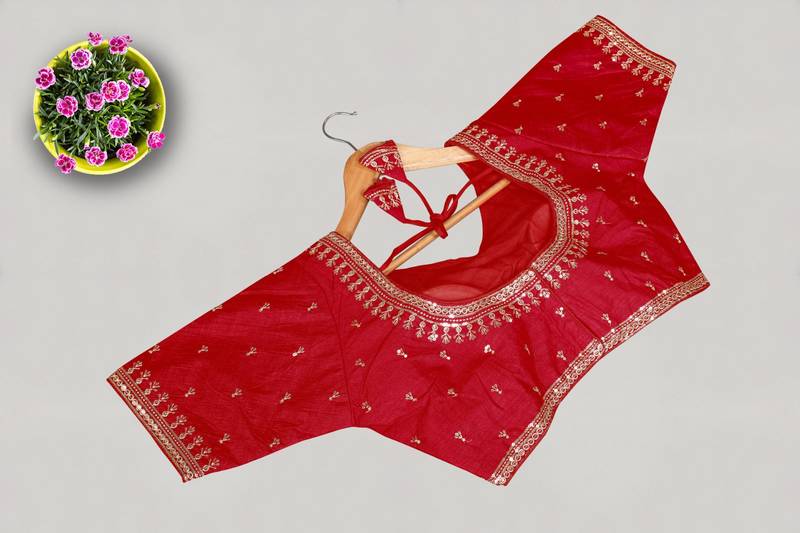 Designer fancy vichitra silk embroidered stitched blouse