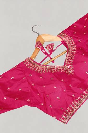 Designer fancy vichitra silk embroidered stitched blouse