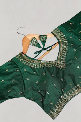 Designer fancy vichitra silk embroidered stitched blouse