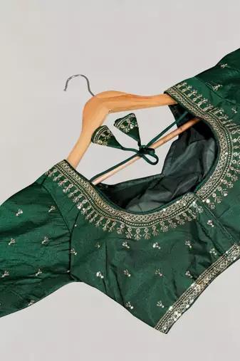 Designer fancy vichitra silk embroidered stitched blouse