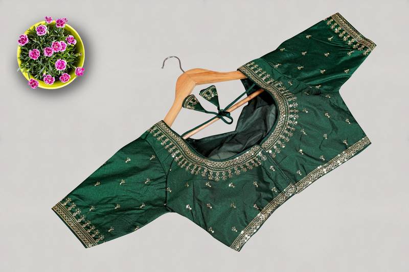Designer fancy vichitra silk embroidered stitched blouse