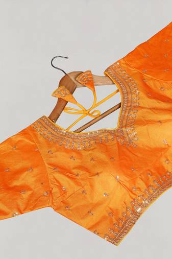 Designer fancy vichitra silk embroidered stitched blouse