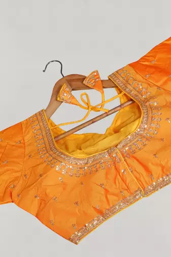 Designer fancy vichitra silk embroidered stitched blouse